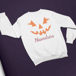 Custom Girly Jack O Lantern Pumpkin Halloween Sweatshirt