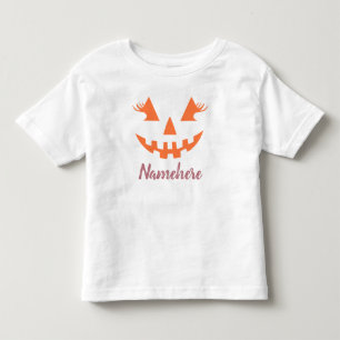 Custom Girly Jack O Lantern Pumpkin Halloween Toddler T-Shirt