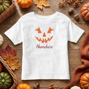 Custom Girly Jack O Lantern Pumpkin Halloween Toddler T-Shirt