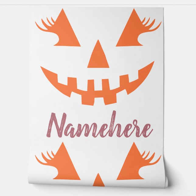 Custom Girly Jack O Lantern Pumpkin Halloween Wallpaper (Unrolling)