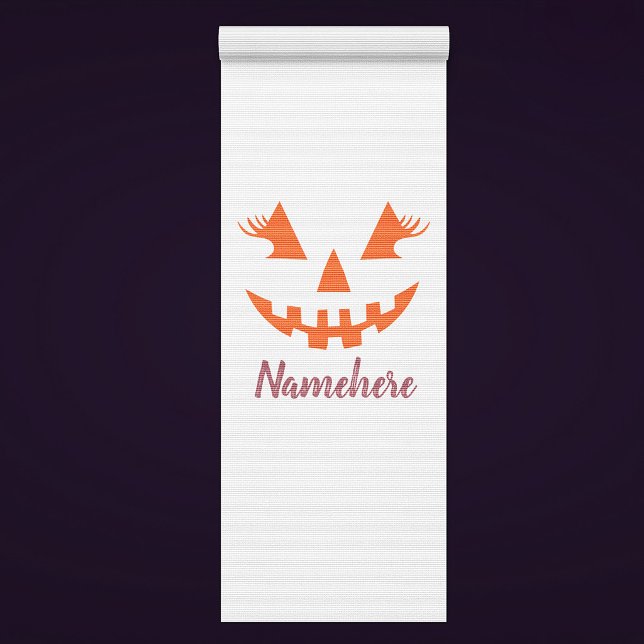 Custom Girly Jack O Lantern Pumpkin Halloween Yoga Mat (Creator Uploaded)