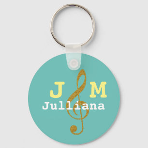 custom girly musical treble clef key ring