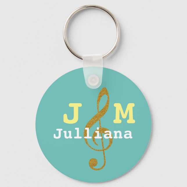 custom girly musical treble clef key ring (Front)