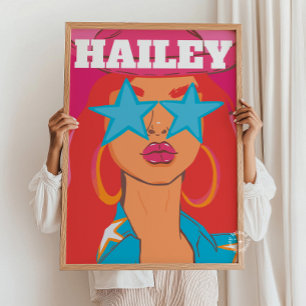 Custom Girly Portrait Preppy Dorm Decor Red Hair