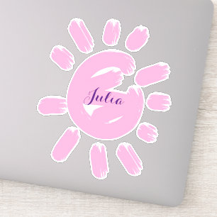 Custom Girly Script Name Cute Pink Sun
