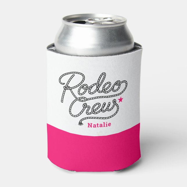 Custom Glam Rodeo Crew Western Bachelorette Party Can Cooler (Can Front)