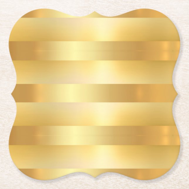 Custom Glamour Faux Gold Blank Modern Elegant Paper Coaster (Front)