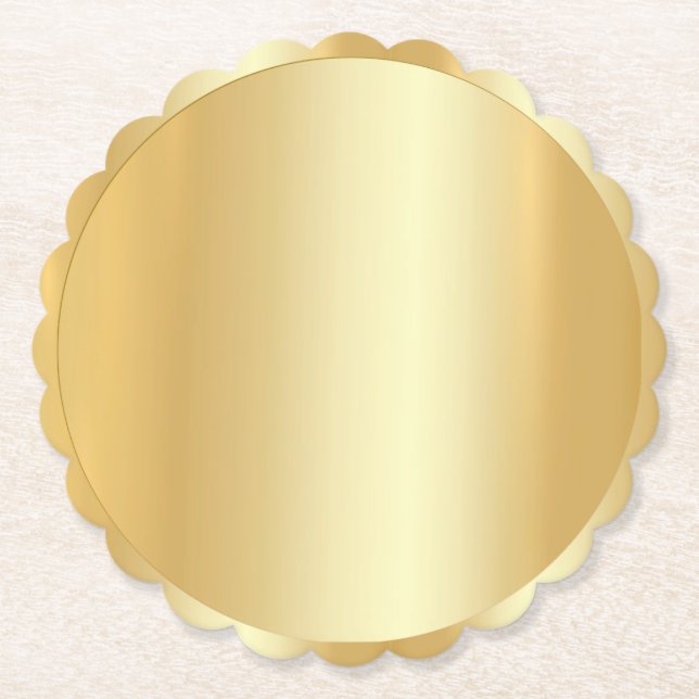 Custom Glamour Gold Look Trendy Modern Elegant Paper Coaster (Front)