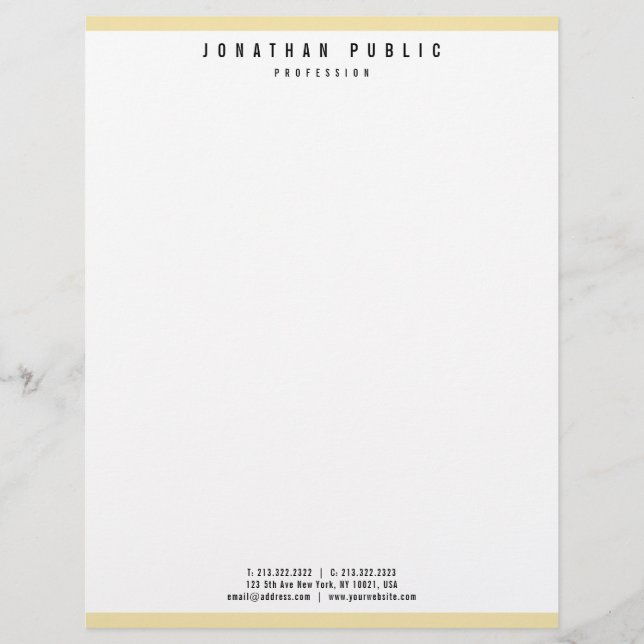 Custom Glamourous Faux Gold Elegant Modern Templat Custom Letterhead (Front)