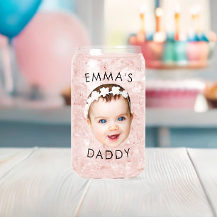 Custom Glass, Baby Glass, Dad Birthday Gift, Face Can Glass