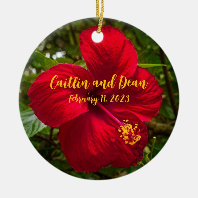 Custom Glass Hibiscus Ornament (Front)