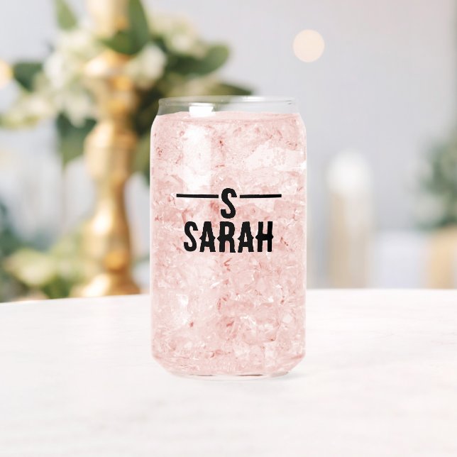 Custom Glassware Set with Monogram Initial & Name Can Glass (Insitu (Wedding))