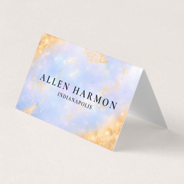 Custom Glitter Blue Opal Stone Background  Business Card (Front)