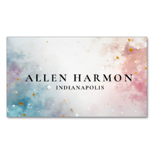 Custom Glitter Blue Opal Stone Background Magnetic Business Card