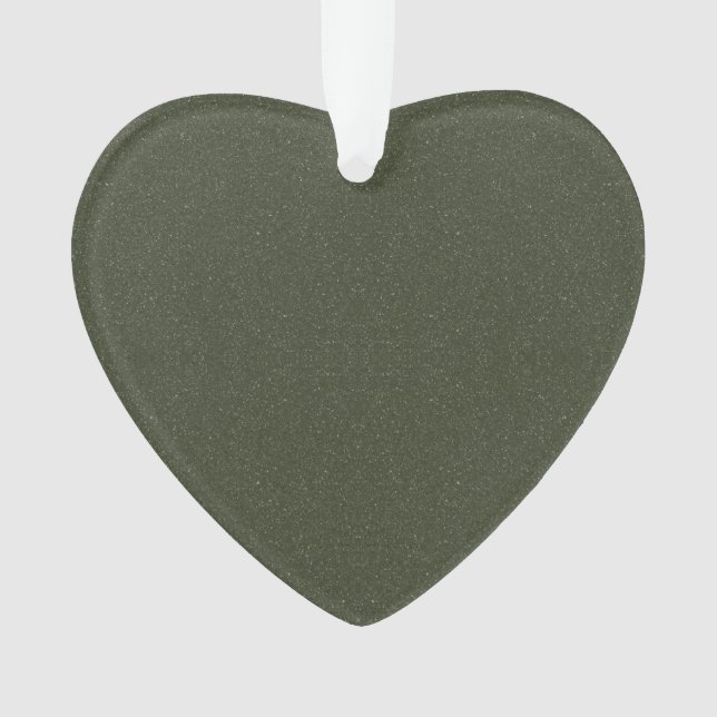 Custom Glitter Moss Green Heart Acrylic Ornament (Front)