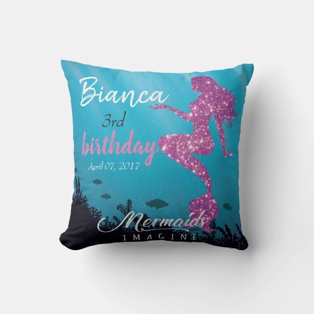 Custom Glittery Mermaid Backdrop Tapestry With Pho Cushion (Front)