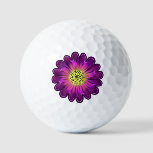 Custom Glowing Neon Purple & Pink Dahlia Flower Golf Balls