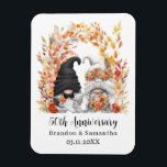 Custom Gnome Autumn Leaf 50th Wedding Anniversary Magnet<br><div class="desc">Custom 50th wedding anniversary keepsake magnet with a design featuring a bride and groom gnomes and an autumn leaves arch illustration. Edit the template with any year and message.</div>