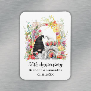 Custom Gnome Floral Arch 50th Wedding Anniversary Magnet