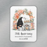 Custom Gnome Peach Floral 50th Wedding Anniversary Magnet<br><div class="desc">Custom 50th wedding anniversary keepsake magnet with a design featuring a bride and groom gnomes and a peach floral arch illustration. Edit the template with any year and message.</div>