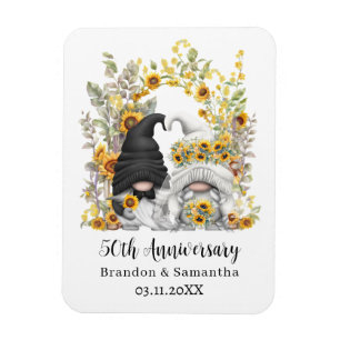 Custom Gnome Sunflower 50th Wedding Anniversary Magnet