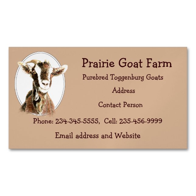 Custom Goat Farm Animal Business  Magnetic Business Card (Front)
