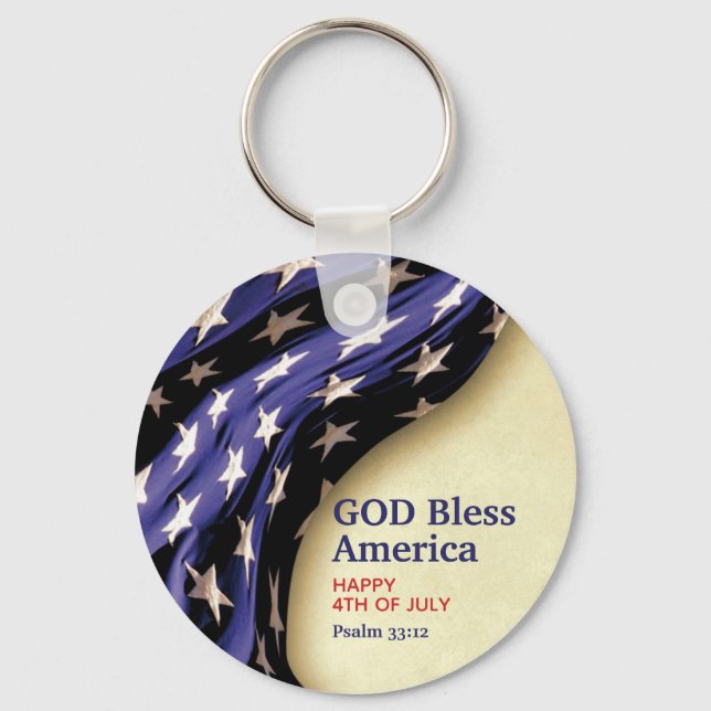 Custom GOD BLESS AMERICA Key Ring (Front)
