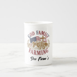 Custom “God Family Farming” Bone China Mug