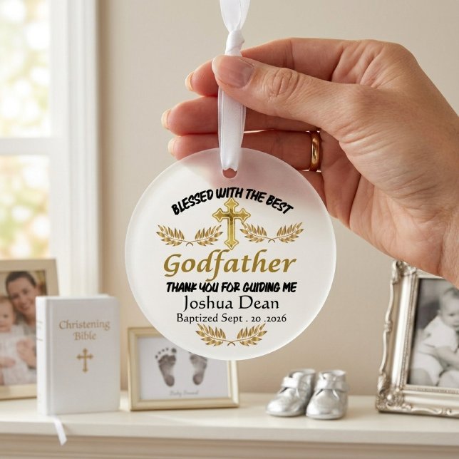 Custom Godfather Blessing Personalised Baptism  Ornament (Creator Uploaded)