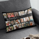 Custom Godmother 18 Photo Collage Lumbar Cushion<br><div class="desc">Discover our photo-centric scatter cushion,  an ideal gift for your Godmother. Perfect for birthdays or christmas,  these pillows allows you to feature 18 photos as a sentimental keepsake. Emblazoned with a cheerful 'we love you' text,  you have the flexibility to change or delete the message to suit any occasion.</div>