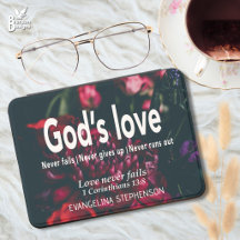Custom GODS LOVE NEVER FAILS Dark Floral Christian