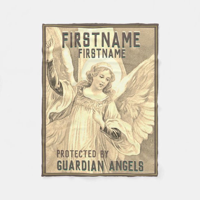 Custom Gold Add Name Guardian Angel Blanket (Front)