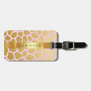 Custom Gold Africa Jaguar Safari Animal Skin Pink Luggage Tag
