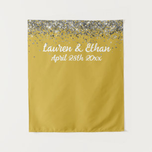 Custom Gold and Silver Wedding Photo Booth Prop Tapestry
