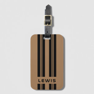 Custom Gold Auto Racing Stripes Personalised Car Luggage Tag