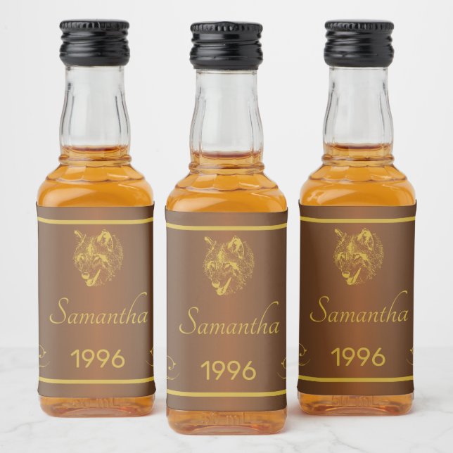 Custom Gold Birthday Mini Liquor Bottle Labels. Label (Bottles)