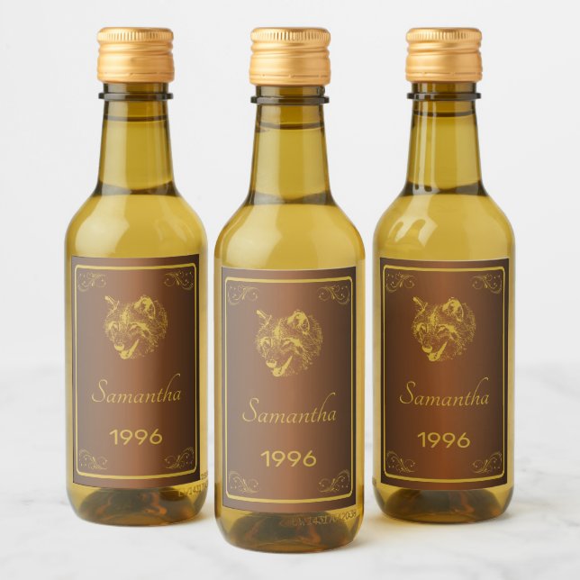 Custom Gold Birthday Mini Wine Bottle Labels. Wine Label (Bottles)