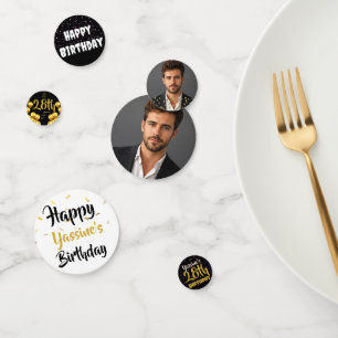 Custom Gold & Black Birthday Confetti Personalised
