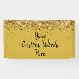 Custom Gold Black Birthday Party Photo Booth Prop Banner