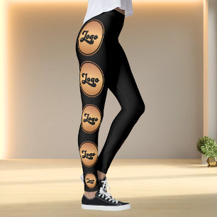 Custom Gold & Black Business Logo Stylish Minimal Leggings