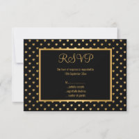 CUSTOM GOLD BLACK HEART ELEGANCE ALL OCCASION RSVP