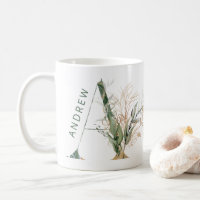 Custom Gold Botanical Eucalyptus Monogram "A"