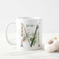 Custom Gold Botanical Eucalyptus Monogram "M"