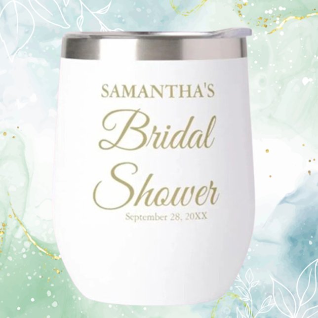 Custom GOLD Bridal Shower Wedding (Celebrate love with our Custom GOLD Bridal Shower Wedding Thermal Wine Tumbler.)