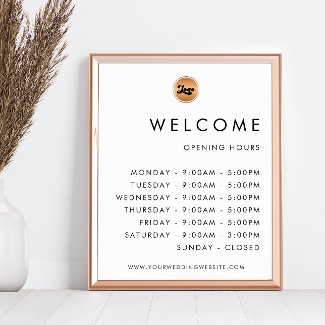 Custom Gold Business Company Logo Opening Hours Poster (Creator Uploaded)