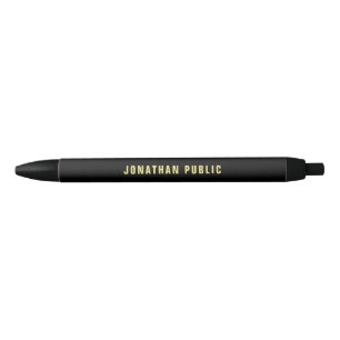 Custom Gold Colour Text Minimalist Simple Black Ink Pen