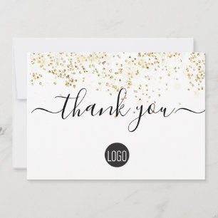 Custom Gold confetti simple business customer Thank You Card