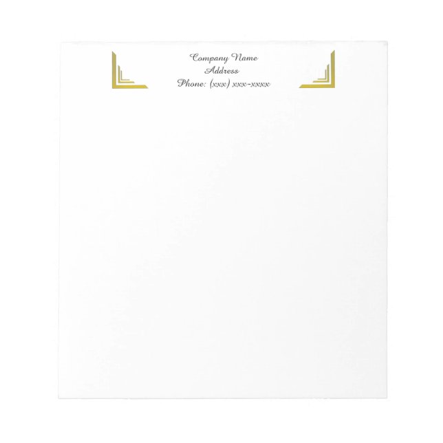 Custom Gold Corner Business Notepad (Front)