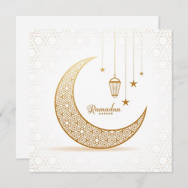custom Gold Crescent moon Ramadan kareem  Holiday Card (Front/Back)