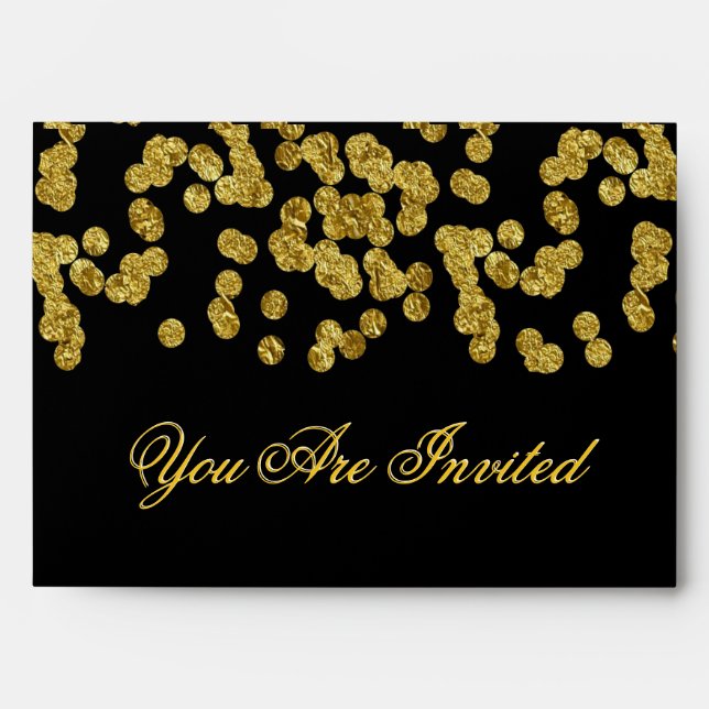 Custom Gold Faux Foil Confetti Envelopes (Front)